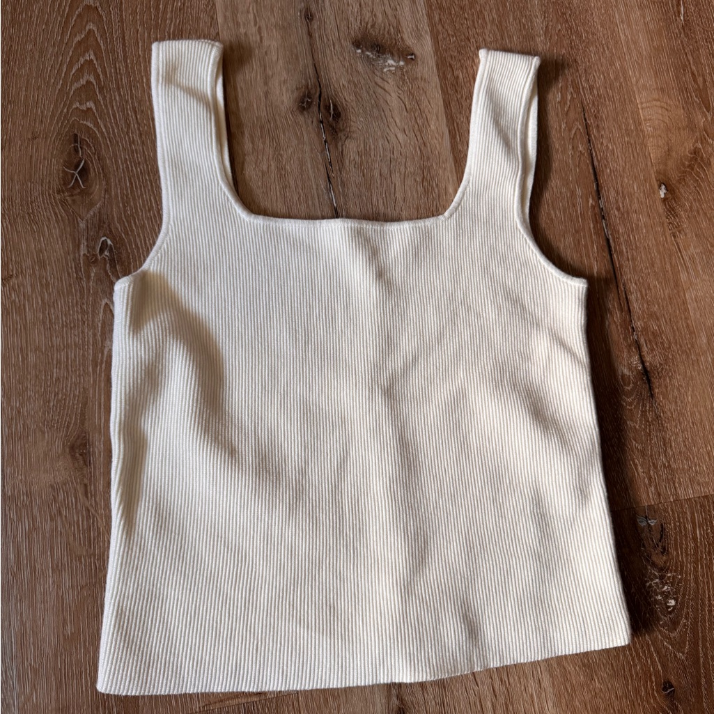 Reformation Ivory White Julia Ribbed Knit Sweater Tank Top Size L